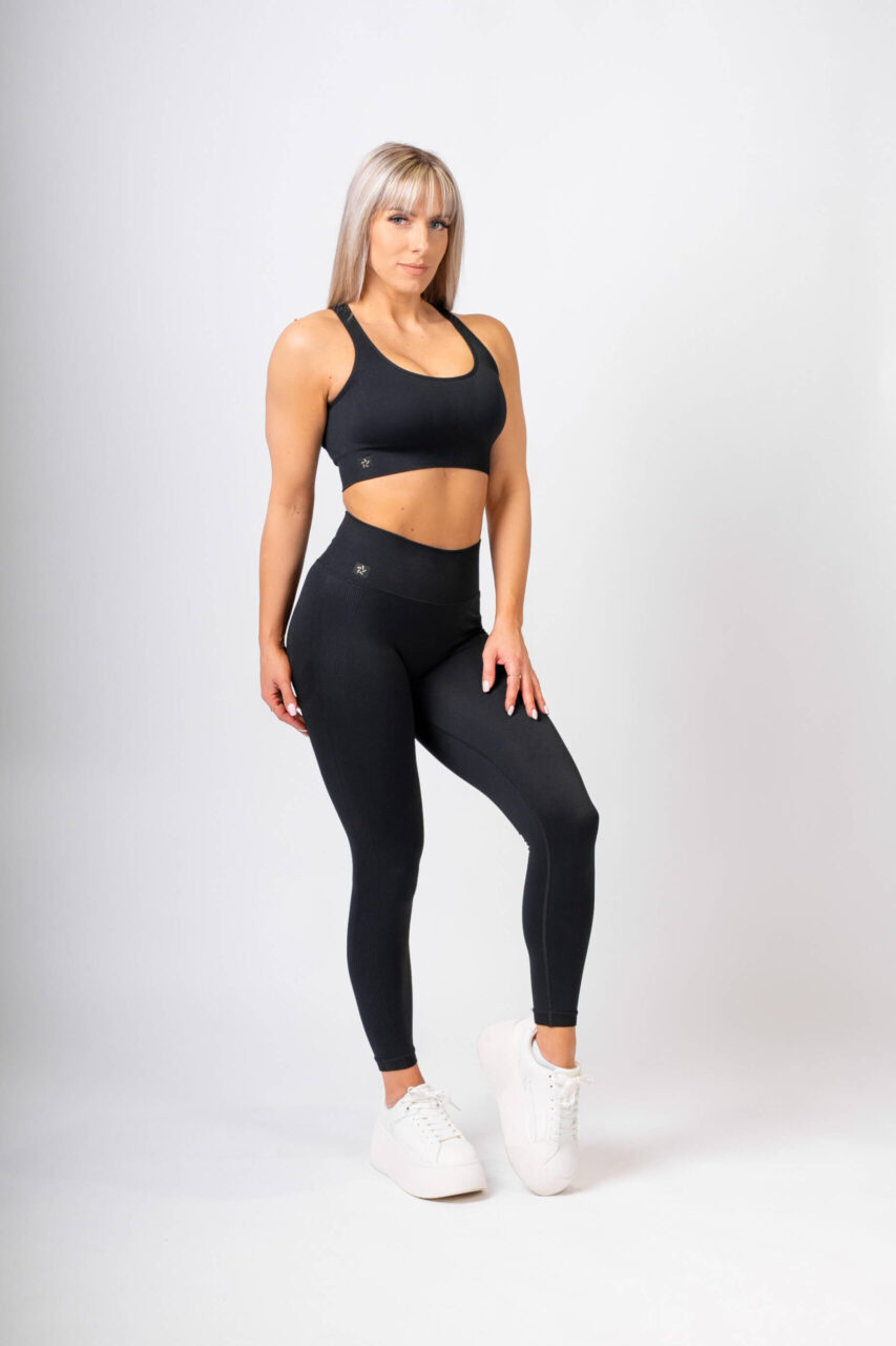 Stripes legginsy bezszwowe czarne - obrazek 3