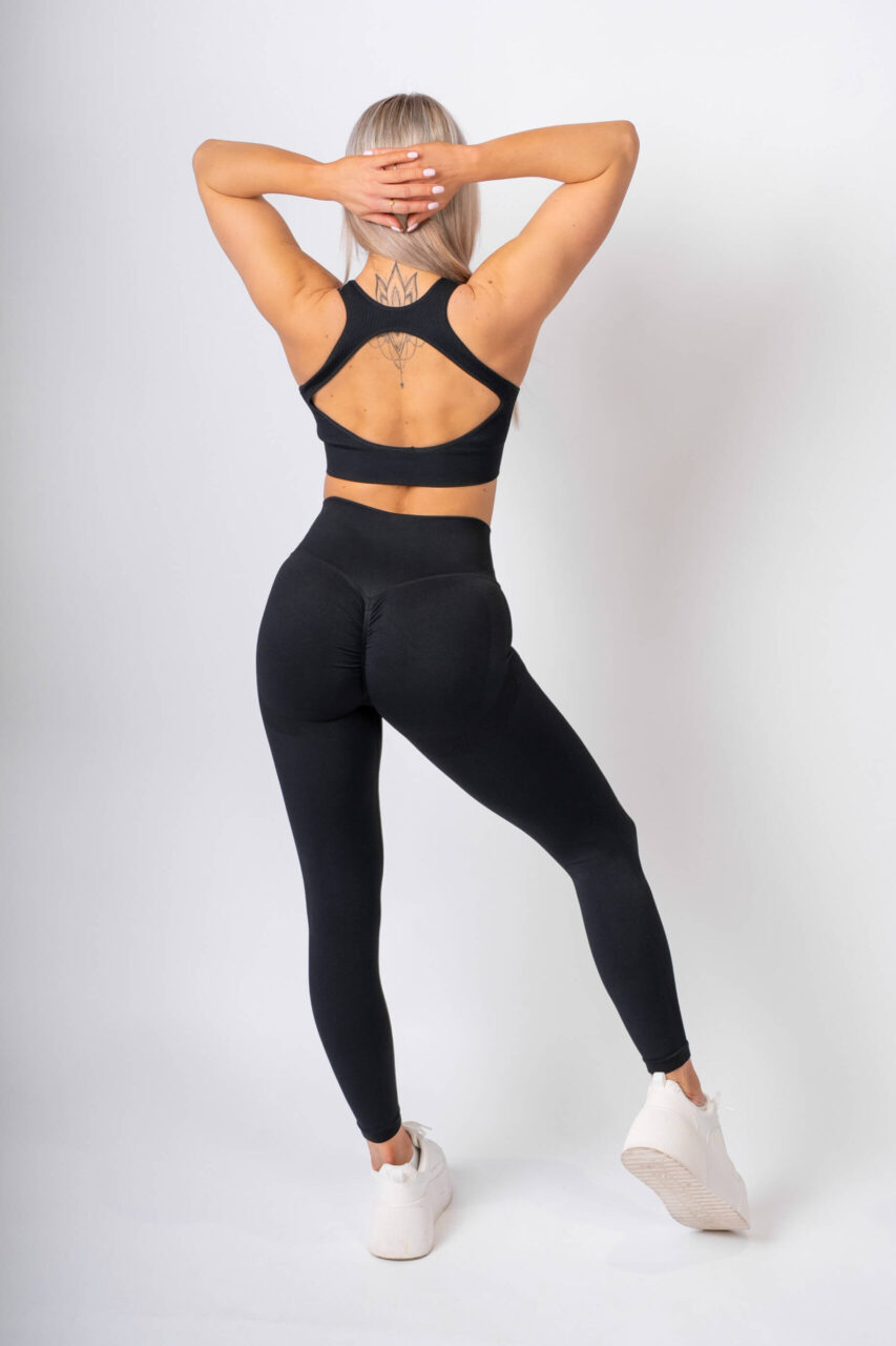 Stripes legginsy bezszwowe czarne - obrazek 5