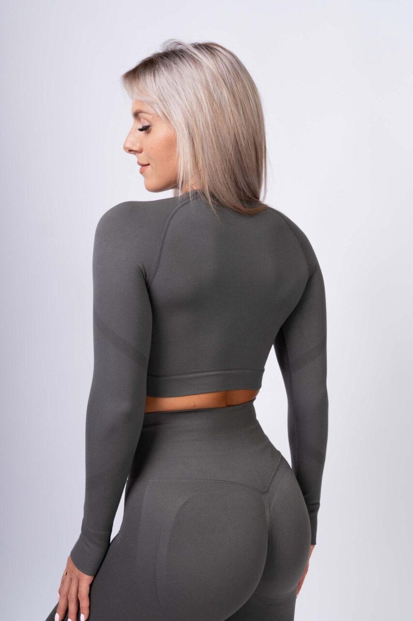 Longsleeve bezszwowy szary - obrazek 3