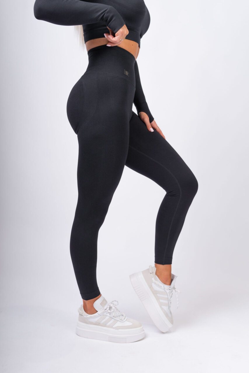 Legginsy bezszwowe push-up czarne - obrazek 3