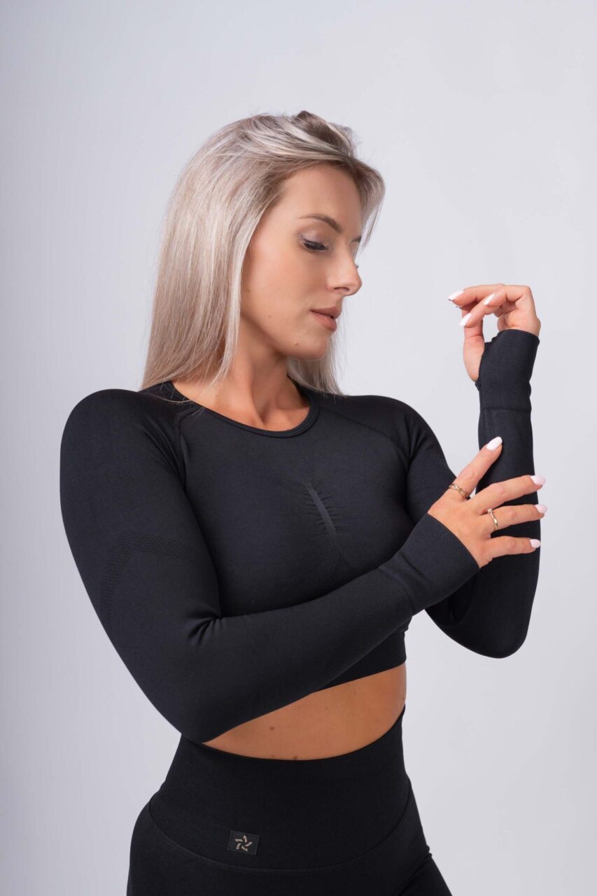 Longsleeve bezszwowy czarny - obrazek 2