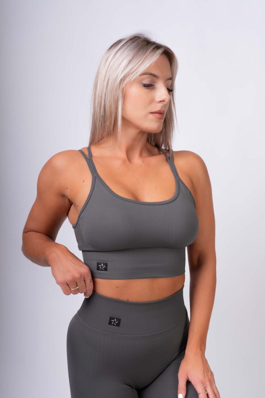 Top bezszwowy shape na ramiączkach szary