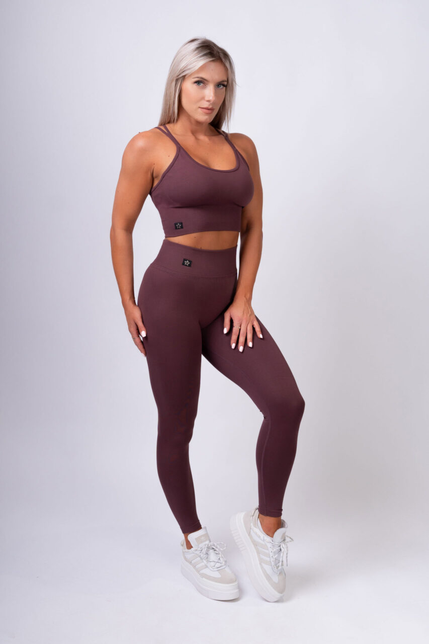 Legginsy bezszwowe shape burgundowe - obrazek 3
