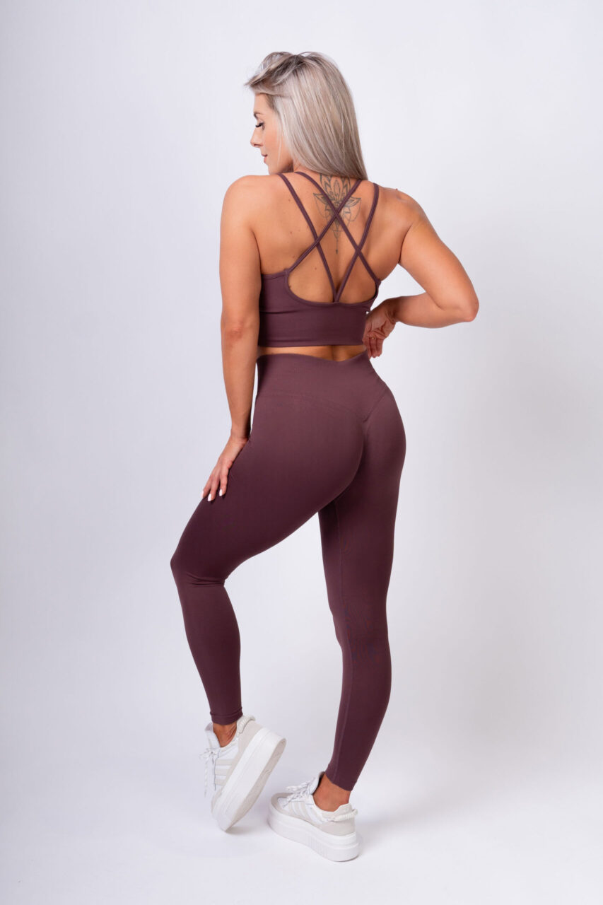Legginsy bezszwowe shape burgundowe - obrazek 4