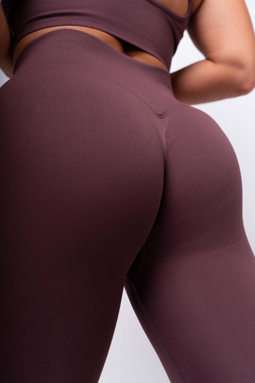 Legginsy bezszwowe shape burgundowe - obrazek 2