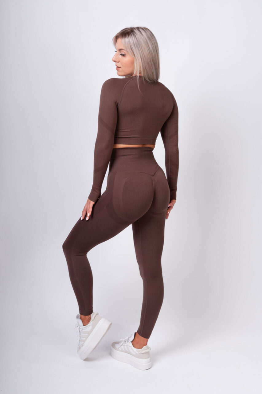 Legginsy bezszwowe push-up czekoladowe - obrazek 5