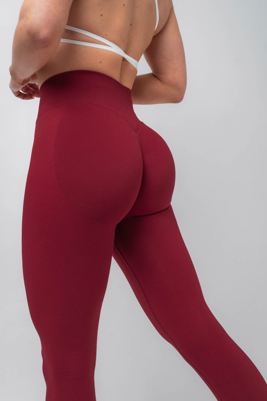 Legginsy bezszwowe push-up 2.0 bordowe