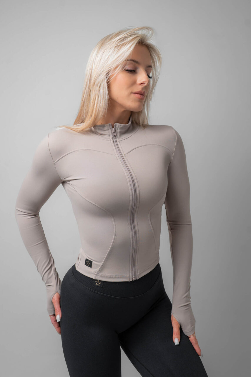 Sportowa bluza na zamek beżowa