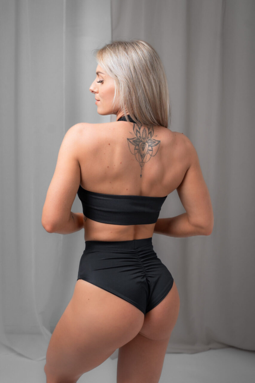 Top bezszwowy pole dance z odkrytymi plecami czarny - obrazek 5