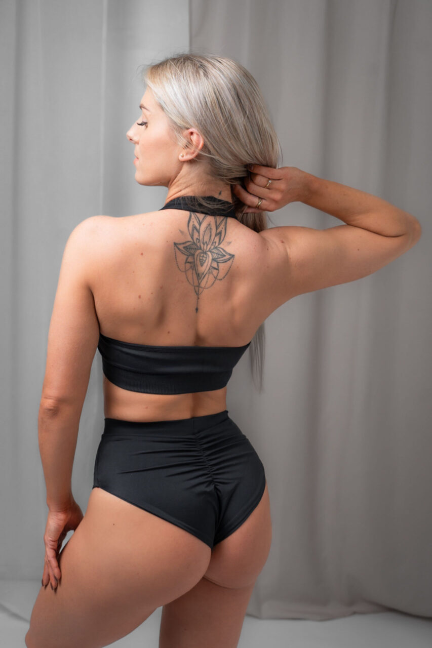 Top bezszwowy pole dance z odkrytymi plecami czarny - obrazek 2