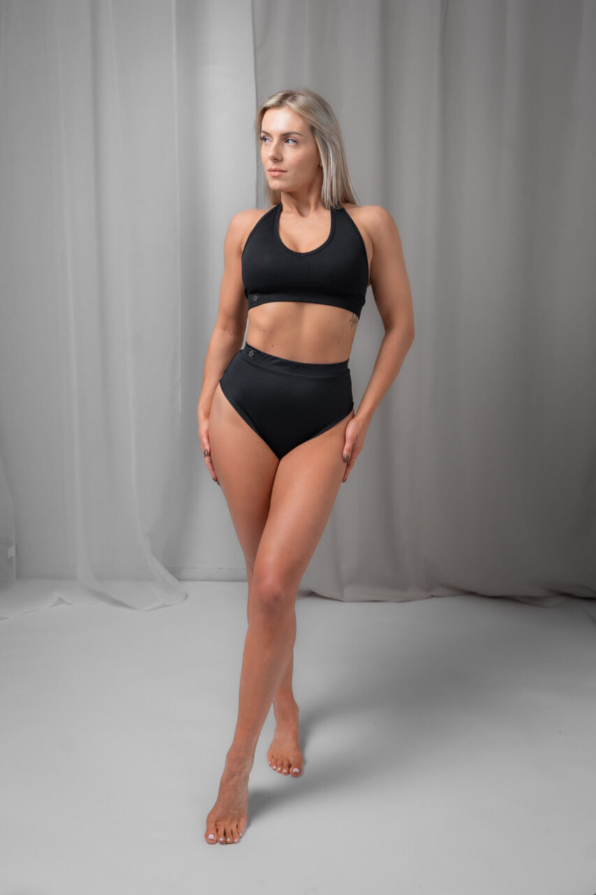 Top bezszwowy pole dance z odkrytymi plecami czarny - obrazek 4